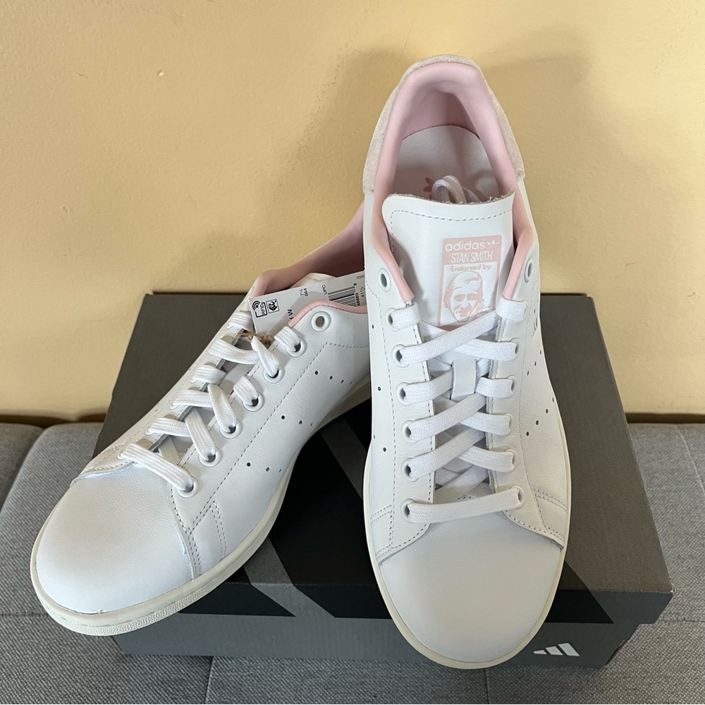 NWT Adidas Women's Stan Smith White and Soft Pink Sneakers
